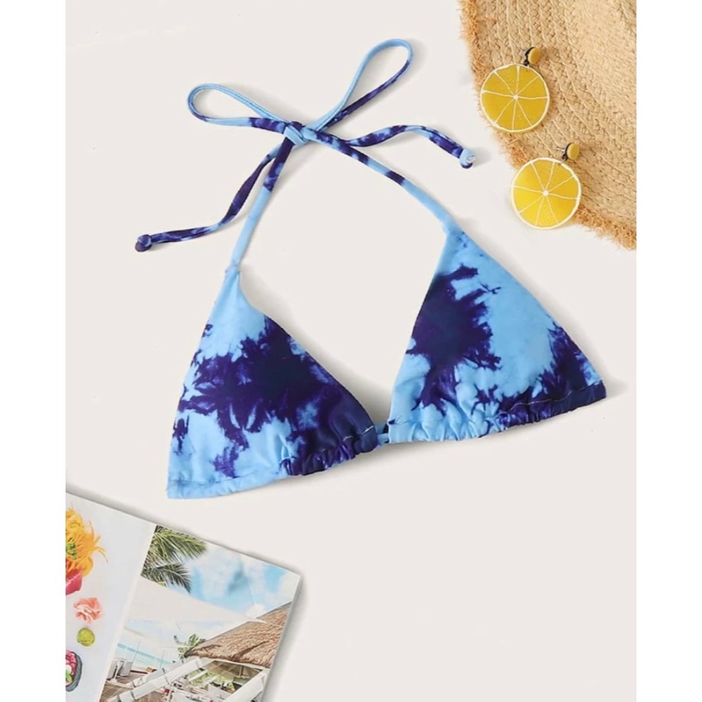 Tie Die Triangle Bikini Top